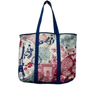 LANCOME Paris Eiffel Tower Champs-Elysees Canvas Tote Bag Pink, Blue, White